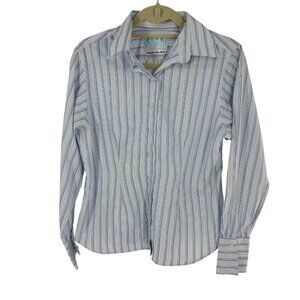 Thomas Pink Womens Superfine Two-Fold Striped Button-Up Shirt Size 14 US 12 EUR